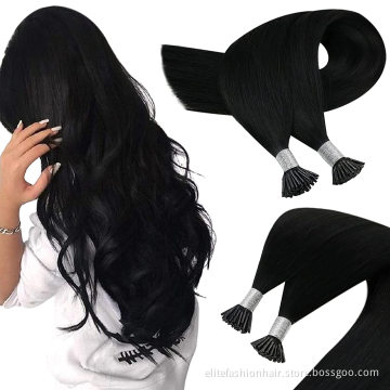 Wholesale high quality straight Remy human double drawn I tip hair extensions pre bonded i tip Hair Stick I tip Hair Extension
